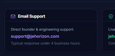 Line screen: Email Support card