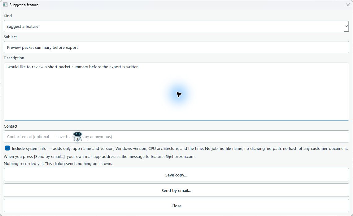 Reviewed revlatch screen showing Send by email…