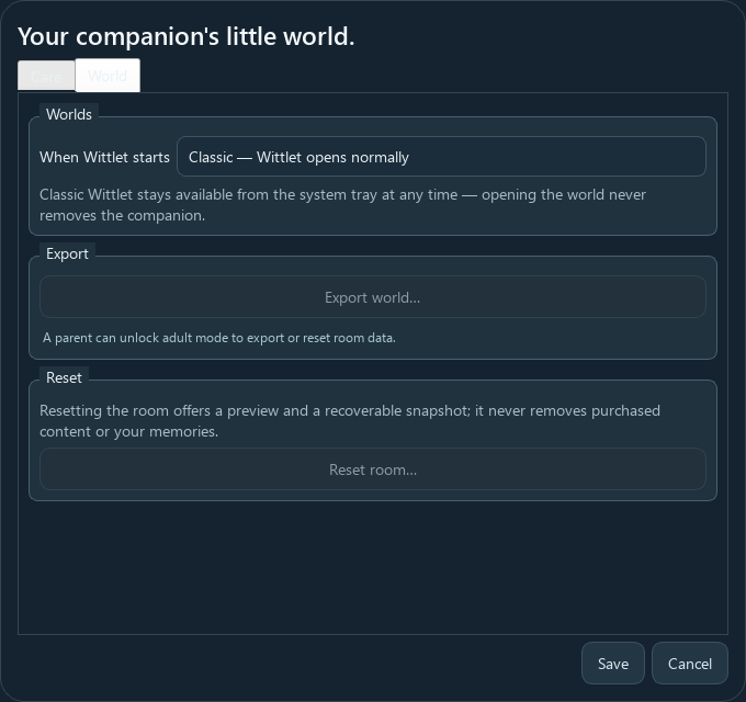 Reviewed wittlet screen showing When Wittlet starts