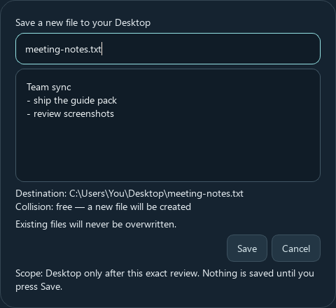 Reviewed wittlet screen showing Save