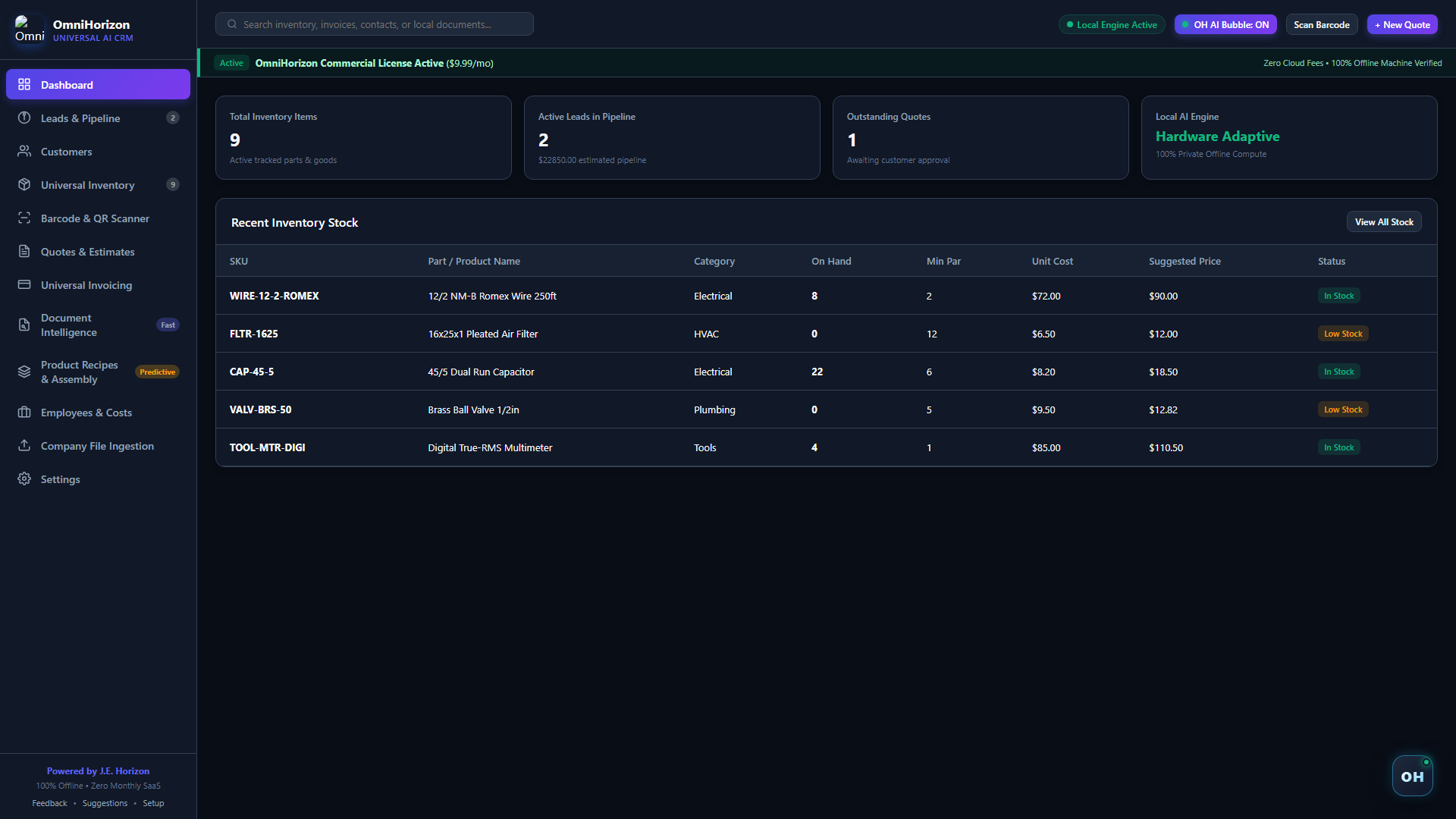 OmniHorizon AI CRM Desktop Command Center