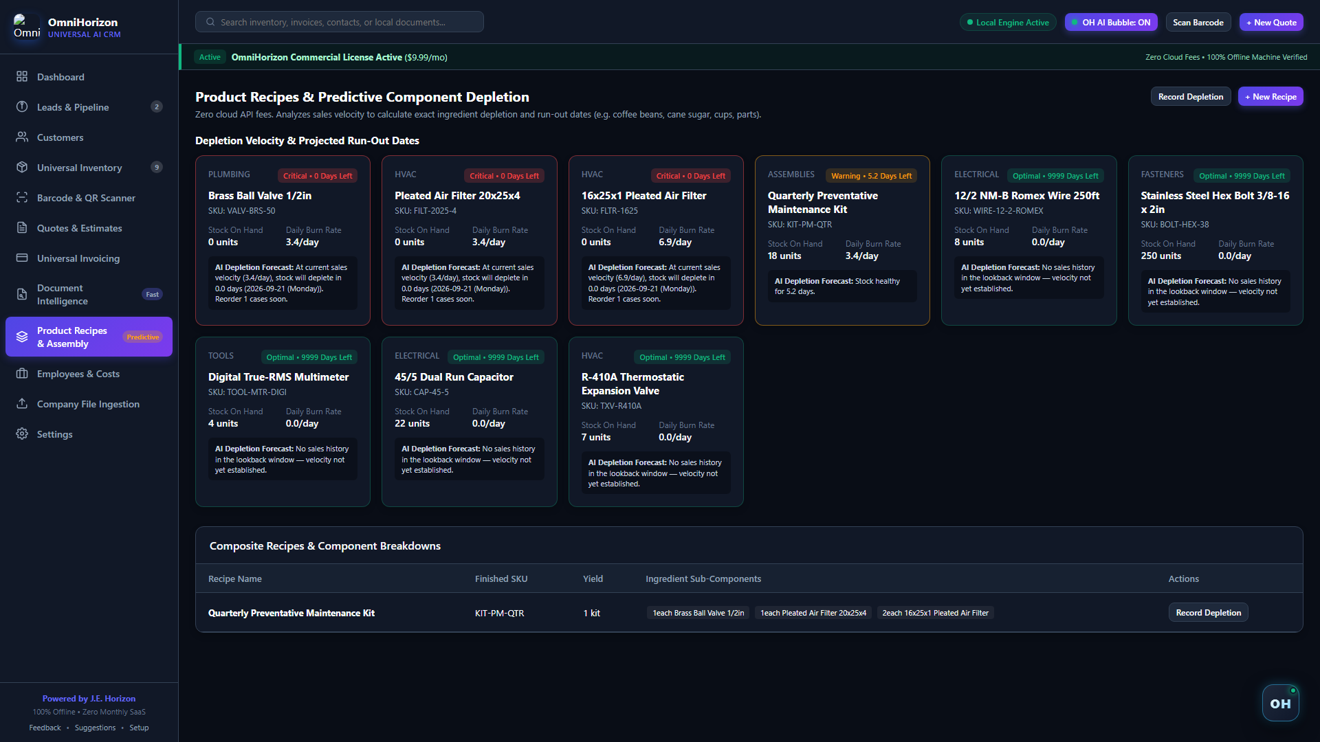 Predictive BOM Depletion Engine