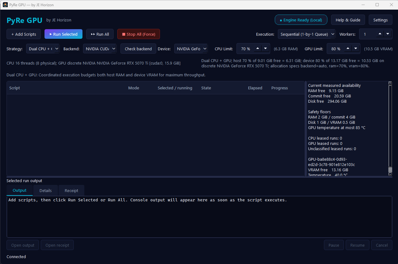 PyRe GPU Desktop Workbench Interface